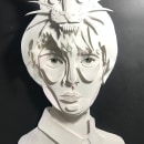 Meu projeto do curso: Retratos 3D com camadas de papel. Artesanato, Artes plásticas, Papercraft e Ilustração de retrato projeto de katiaburgel - 13.03.2024