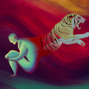 Cover Book: Waking the Tiger - Peter A. Levine . Un projet de Illustration traditionnelle, Conception éditoriale, Design graphique , et Reliure de Juliana Rizieri - 22.03.2024