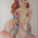 Tattoo'd lady . Traditional illustration, Fine Arts, Painting, Pencil Drawing, and Drawing project by p.coenraads - 04.04.2024