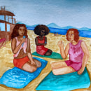 Dia en la playa- TEC. Pintura em aquarela projeto de lucibomb - 09.04.2024