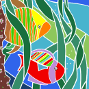 Mi proyecto del curso: Vida entre peces (Pintura de vida salvaje con gouache). Ilustração tradicional, Pintura, e Pintura guache projeto de Vincenza Scarangella - 14.04.2024