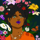 In the flowers. Vector Illustration, Drawing, Digital Illustration, Portrait Drawing, and Botanical Illustration project by Raúl González - 04.23.2024