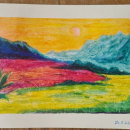 Mijn project van de cursus: Landschappen met pastels: speel met licht. Traditional illustration, Fine Arts, Pencil Drawing, Drawing, and Artistic Drawing project by Linda Franken - 08.24.2023