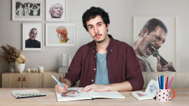 Caderno de retratos em aquarela. Curso de Ilustração por Carlos Rodríguez Casado