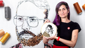 Creation of Embroidered Portraits. A Craft & Illustration course by Bugambilo