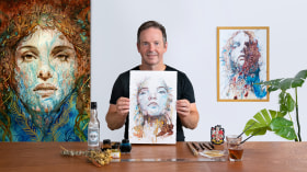 Experimental Portraiture with Ink, Tea and Alcohol. Illustration course by Carne Griffiths
