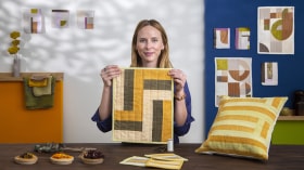 Handmade Patchwork Wall Hanging with Naturally-Dyed Textiles. Craft course by Rebecca Rigg