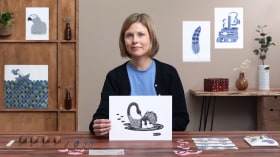 Geschnitzte Stempel für illustrierte Kompositionen. Illustration und Handarbeit-Kurs von Viktoria Åström