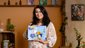 Ilustração botânica de pinturas acrílicas florais. Curso de Ilustração por Sonal Nathwani
