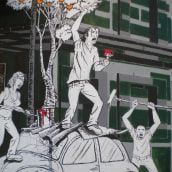Mural "Revolución" en la F.E.G.. Un proyecto de Ilustración tradicional e Instalaciones de Delio Rodríguez Ces - 18.08.2011