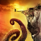 The Fisherman of Giant Octopus. Traditional illustration project by Rolan Gonzalez - 06.15.2012