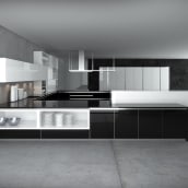 Cocina 3D negra. 3D, Design e fabricação de móveis, Arquitetura de interiores, e Design de interiores projeto de Elena Cobos - 29.01.2012