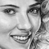 Retrato al carboncillo de Scarlett Johansson. Artes plásticas, e Pintura projeto de Galería del retrato - 31.03.2014