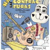 Cartel: Concierto las contracturas. Ilustração tradicional projeto de Antonio illescas - 03.04.2014