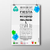 Cartel Fiesta Presentación Ecopop 2014. Design, e Design gráfico projeto de Alberto Vázquez - 30.09.2014