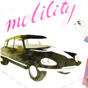 Mobility: dibujo en el sketchbook "Kultur" de la IO. Ilustração tradicional projeto de Virginia Romo - 29.07.2014