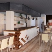 3D Cafetería en Goya. Un projet de 3D, Architecture d'intérieur , et Design d'intérieur de Pablo A Martín Pérez - 11.03.2015