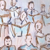Postal promocional para coro. Ilustração tradicional projeto de Brezo Rubin - 16.03.2015