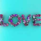 Love Flowers Typo. Advertising, 3D, T, and pograph project by Juan José González - 05.17.2015
