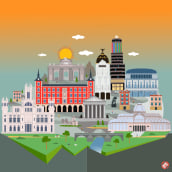 Madrid Skyline. Traditional illustration, and Graphic Design project by imllo - 06.09.2015
