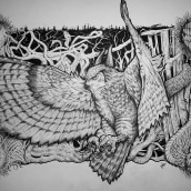 Demon Owl. Ilustração tradicional projeto de Jose_Moratalla - 29.06.2015