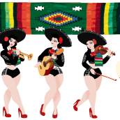 Mariachi Girls. Traditional illustration project by Jorge Bernabe - 08.26.2015