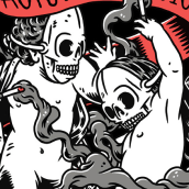 Autodestrucció – Em vull morir fumant. Ilustração tradicional, e Serigrafia projeto de Joel Abad - 14.09.2015