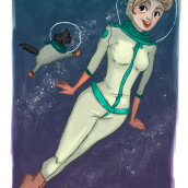 Un paseo espacial. Ilustração tradicional, e Design de personagens projeto de Patricia Fernández Ruibal - 20.09.2015