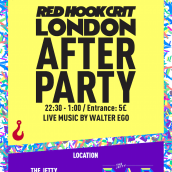 Red Hook Crit London No.1 - After Party Poster. Design, Direção de arte, Design gráfico, e Tipografia projeto de Armand Paul Quiroz - 21.10.2015