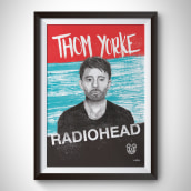 Póster Thom Yorke (Radiohead). Design, Traditional illustration, Fine Arts, Graphic Design, and Screen Printing project by Juanjo-se Peñalver - 01.07.2016
