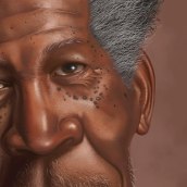 Morgan Freeman Caricatura. Design, Traditional illustration, Character Design, Editorial Design, and Painting project by Carlos Hormazábal - 02.18.2016