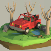 Jeep - Low poly. Een project van 3D van Carla González García - 03.01.2016