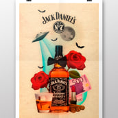 Jack Daniel's Still Life Poster. Design, Ilustração tradicional, Direção de arte, e Design gráfico projeto de Víctor Avilés - 06.05.2016