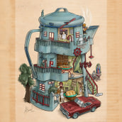 Café, Sopitas y Postre de Maizena. Ilustração tradicional, Direção de arte, Artes plásticas, e Pintura projeto de Fito Barraza - 20.06.2016