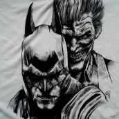 Ilustración Batman y Joker en camiseta. Traditional illustration project by Maite Gutiérrez - 06.28.2015