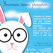 Cartel de la publicidad "Hospital dos Animais". Traditional illustration project by Lídia Gonçalves - 08.05.2016