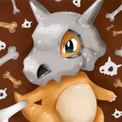 Pokemon - Cubone. Een project van  Ontwerp, Traditionele illustratie, Ontwerp van personages y  Beeldende kunst van Tamara AG - 19.08.2016
