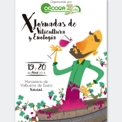 Cartelería + Programa de mano X Jornadas Técnicas de Viticultura y Enología · CECOGA S.A. · Valladolid. Design, Ilustração tradicional, e Design gráfico projeto de Miki Cano - 06.09.2016
