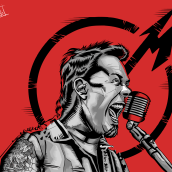 Ilustración James Hetfield de Metallica. Ilustração tradicional projeto de Pixel Group - 11.10.2016