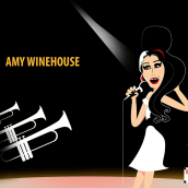 Amy Winehouse. Ilustração tradicional projeto de Olguita Marina MV - 25.12.2016