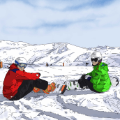 Ilustración snowboarders. Traditional illustration, Marketing, and Painting project by Ester Arráez Medina - 01.30.2017