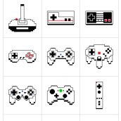 8-bit Evolution of Video Grame Controllers. Design, Traditional illustration, and Graphic Design project by Patricia Recuero - 01.31.2017
