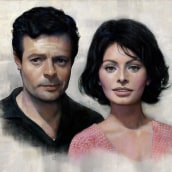 Sophia Loren & Marcello Mastroianni. Painting project by mgarr9 - 03.03.2017