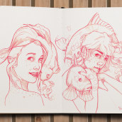 Girls With Fishes - Ilustración. Un proyecto de Ilustración tradicional de Ademar García - 13.03.2017