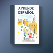 Cover Design: Learn Spanish. Traditional illustration, and Graphic Design project by Marina Turmo - 02.03.2017
