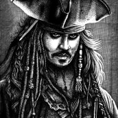 Retrato Jack Sparrow. Un proyecto de Ilustración tradicional de Pablo Cabrera Martínez - 06.06.2017