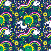 Pattern unicornio. Traditional illustration project by Marli Ramos - 07.19.2017