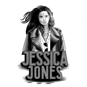 Mi Proyecto del curso: Técnicas de grabado digital - Jessica Jones - Marvel. Un proyecto de Diseño gráfico, Serigrafía, Tipografía e Ilustración vectorial de Brenda Palavicino - 02.08.2017