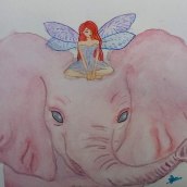 Mi Proyecto del curso: Técnicas modernas de Acuarela, "Un hada arrina de un elefante" a petición de mi hijaH. Un proyecto de Bellas Artes de AriDul GN - 28.08.2017