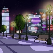 Purple City - Art concept. Un proyecto de Diseño, Ilustración tradicional, Animación y Dirección de arte de Lore Muñoz Villanueva - 16.10.2017